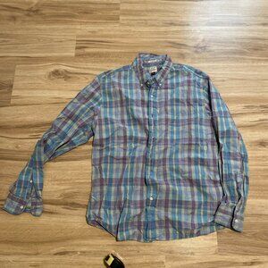 J. Crew Blue Purple Yellow Plaid Long Sleeve Shirt - Size XL